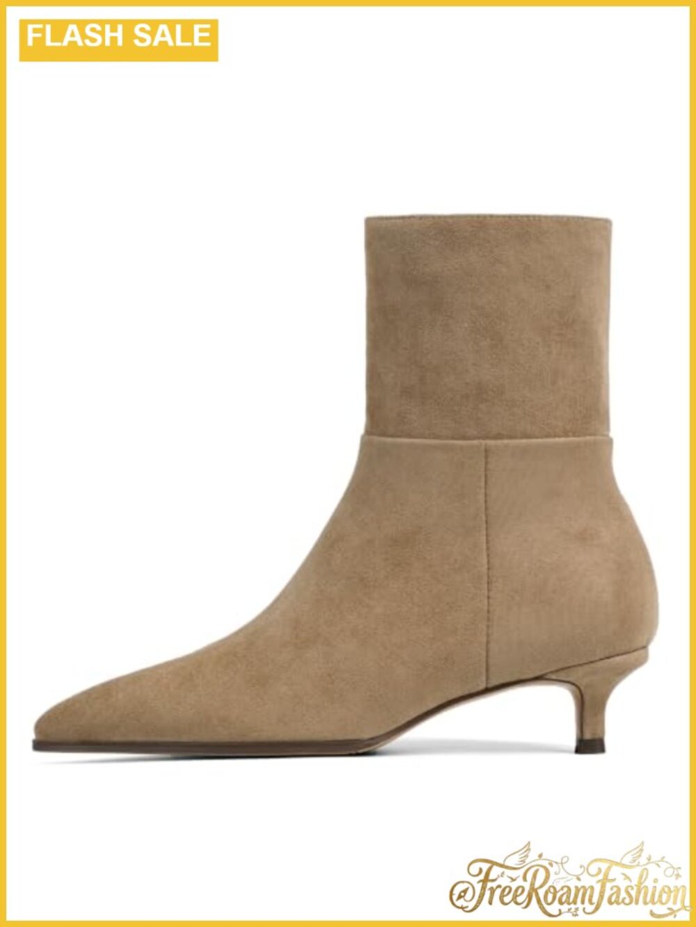 Faux Suede Kitten Heel Ankle Boots Pointed Toe Women's Booties